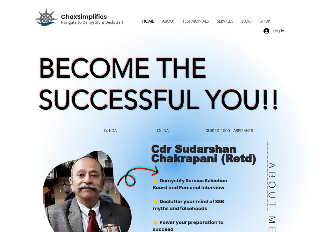 ChaxSimplifies website hero for a career-mentorship service.